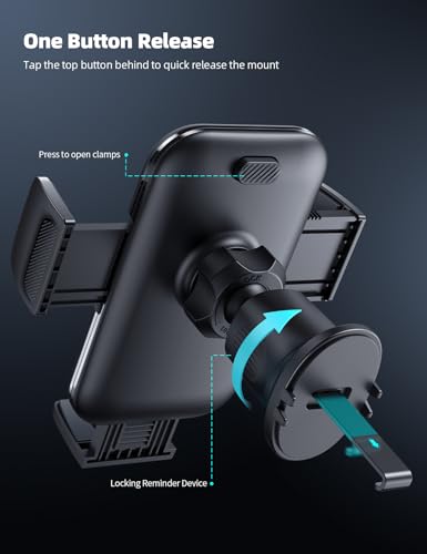 2026 Wider Clamp & Metal Hook Car Phone Holder Vent Accessories (Black)