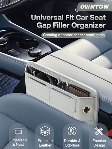 Universal Fit Premium Leather Car Seat Gap Filler Organizer (05 Beige, 1 Pack)