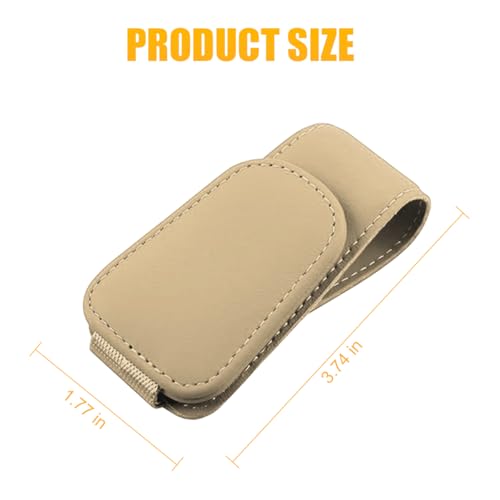 2PCS Sunglasses Holders for Car Sun Visor (2 Pack / Beige/Leather)