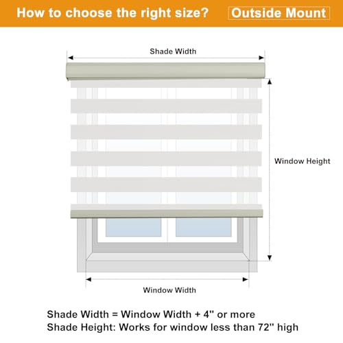 Custom Size Cordless Zebra Blinds for Windows Free (Custom Size / White)