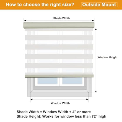 Custom Size Cordless Zebra Blinds for Windows Free (Custom Size / White)