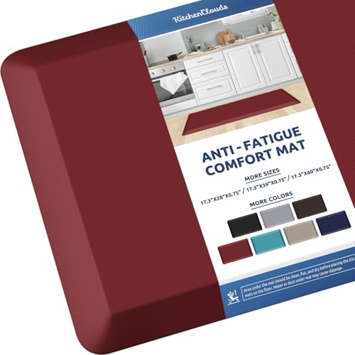 0.8" Thick Kitchen Mat Cushioned Anti Fatigue Rug Comfort Floor Mats (Red / 39"L x 17.3"W x 0.8"Th)