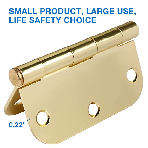 Rounded Door Hinges 3.5" X 3 1 (Polished Brass-Rounded / 3 Pack-no squeak)