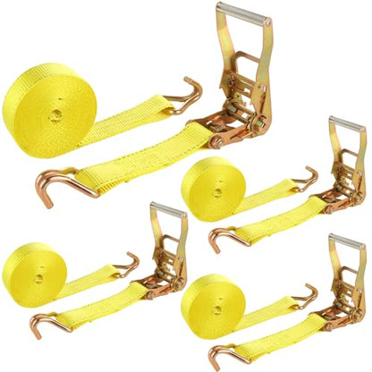 4 Pack 2 Inch Ratchet Straps Heavy Duty 20ft Tie Down Straps Ratchet with Double J Hook (20ft)