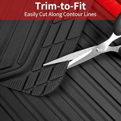 Heavy Duty Rubber Car Mats Metallic (BLack Red)