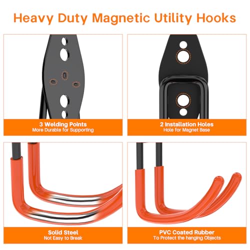Magnetic Hooks Heavy Duty Magnet with Hooks (Orange_J / Large)