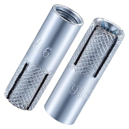 20 pcs) 5/16"-18 Premium Zinc Plated Carbon Steel Drop in Anchors Assortment, Knurled Drop-in-Anchor for Solid Concrete, Internal Forced Expansion Screw Bolts (5/16"-18 / Zinc)