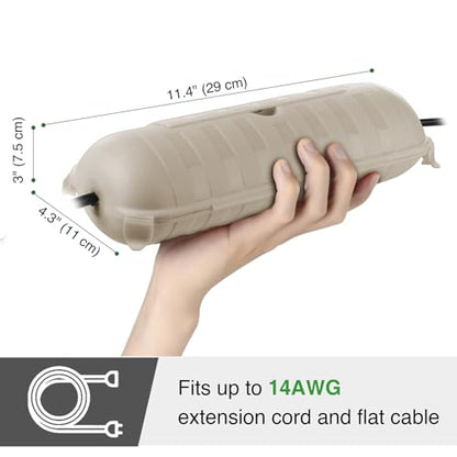 Outdoor Extension Cord Safety Cover (Almond / Medium Box: 9.5" L x 3" W x 2.9" H)