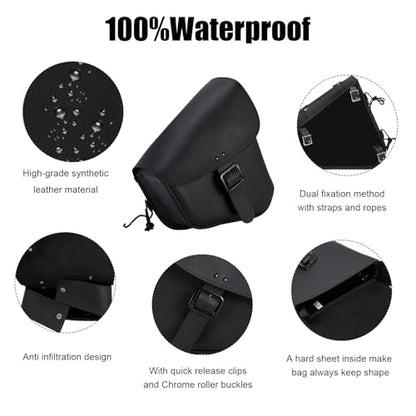 Motorcycle Swing Arm Bag Solo Saddle Bags For Sportster Softail PVC Waterproof Motorcycle Luggage Bags for Motorcycle or Bike (Black-Single Buckle / Right Side)