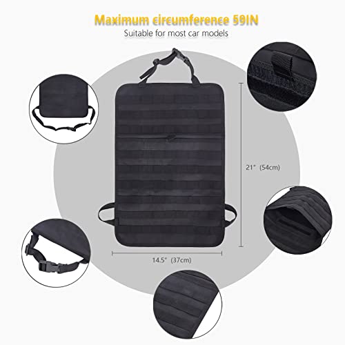 Universal Tactical Seat Back Organizer Vehicle Molle Panel Organizer Storage Bag with 5 Detachable Molle Pouch for All Vehicel Such as Jeep (A model-Black)