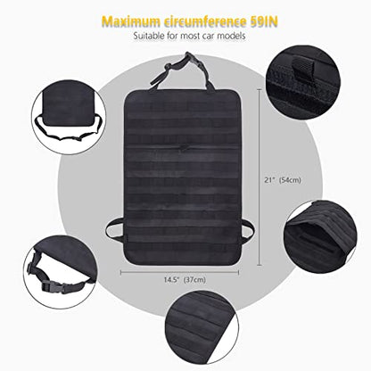 Universal Tactical Seat Back Organizer Vehicle Molle Panel Organizer Storage Bag with 5 Detachable Molle Pouch for All Vehicel Such as Jeep (A model-Black)