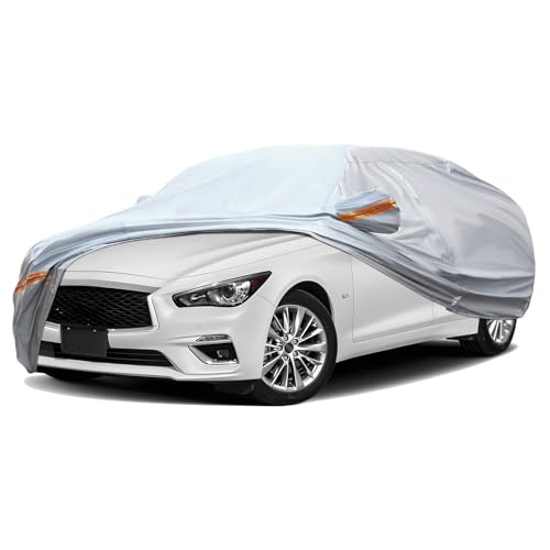 6 Layers Full Car Cover for Sedan (Orange reflective strip / Sedan-M ( Fit for Sedan 178"- 189" ))