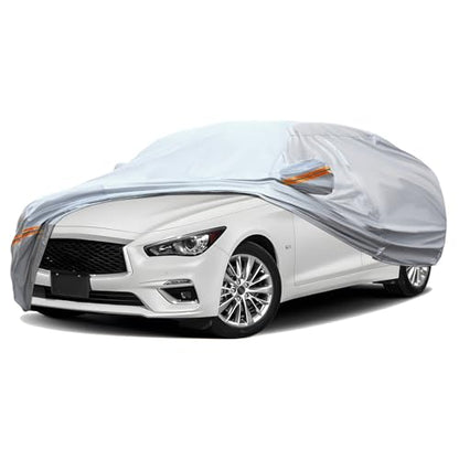 6 Layers Full Car Cover for Sedan (Orange reflective strip / Sedan-M ( Fit for Sedan 178"- 189" ))