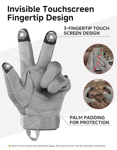 Tactical Gloves for Men (Gray, Microfiber Protection / Medium)