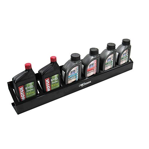 304BK Six Quart Oil Can Rack Holder 32" Caddy Wall Hanger Aluminum Shelf (Black)