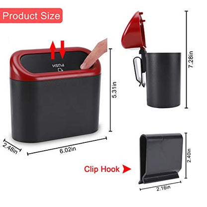 Car Trash Can with Lid (Black/Red Lid)