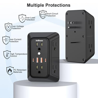 Outlet Extender Surge Protector (Black)