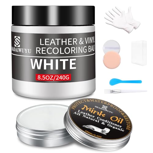 8.5oz Leather Recoloring Balm with 100ml Mink Oil (White / Leather Recoloring Balm+Mink Oil)