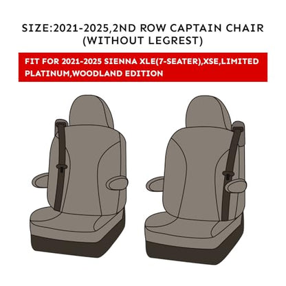 Sienna Seat Covers for 2021 (Leather (Beige) / 2021-2026,2nd Row Captian Chair(Without Legrest))