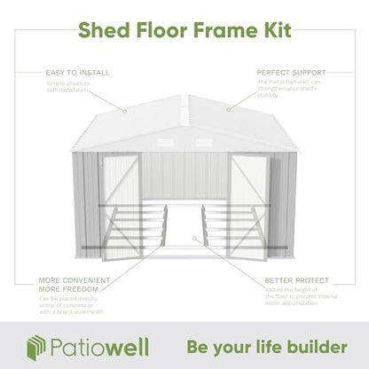 10x10 FT Outdoor Storage Shed with Floor Frame (Gray / 10x10 FT)