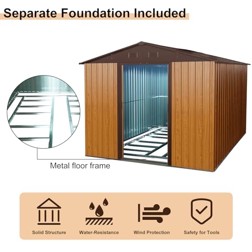 10x8 FT Outdoor Storage Shed (Coffee / 10x8 FT)