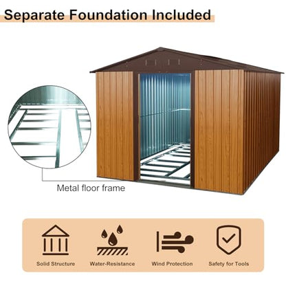 10x8 FT Outdoor Storage Shed (Coffee / 10x8 FT)