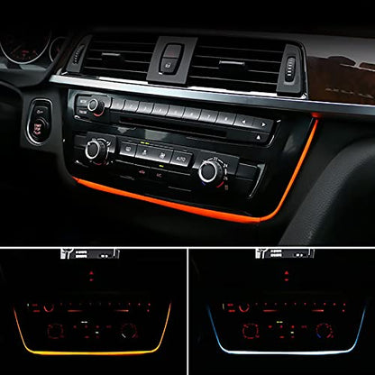 Car Center Console LED Lights Interior Ambient Lighting for BMW 3 4 Series F30 F35 3GT M3 Radio Trim led Dashboard AC Panel Light with Blue and Orange Color OEM (Black)