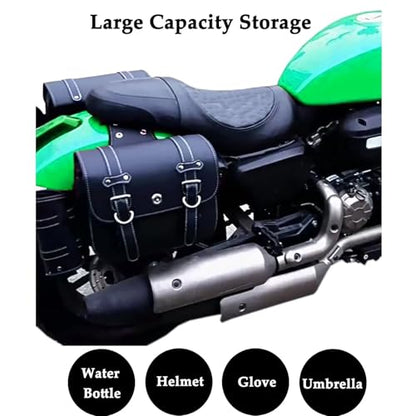 Faux Leather Motorcycle Saddlebags with Lock (Small Without Cup Bag)