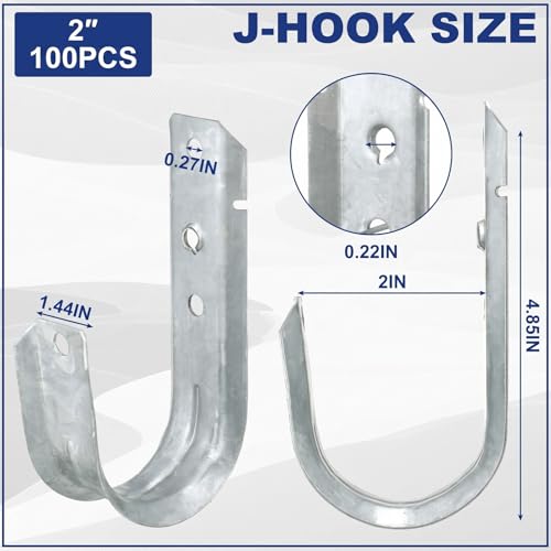 100 J Hooks for Hanging Heavy Duty J Hooks (2 Inch)