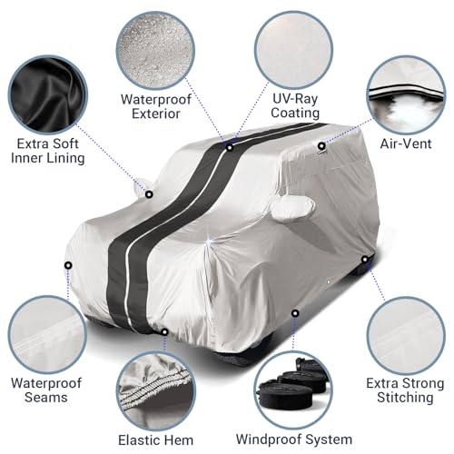 SUV Car Cover Waterproof All Weather for 1935 (Light Gray / Black (Stripe) / 55. Suburban 1935-1966)