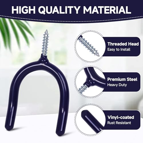 12 Pack Garage Storage System Steel U Hooks with Anti (Blue / 12 Pack)