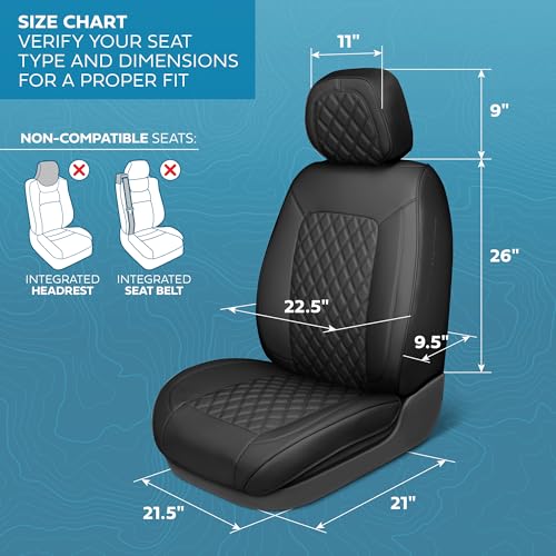 Curated Onyx Napa Leather Seat Covers for Cars & SUVs (Black (Onyx) / Front Seats)