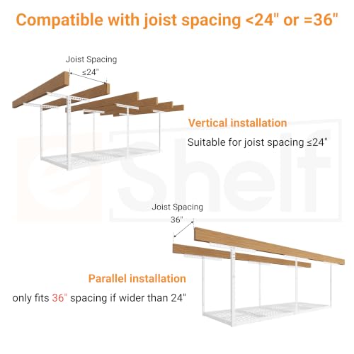 3x8ft Overhead Ceiling Garage Storage Rack (White / 3x8ft)