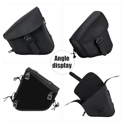Motorcycle Swing Arm Bag Solo Saddle Bags For Sportster Softail PVC Waterproof Motorcycle Luggage Bags for Motorcycle or Bike (Black-Single Buckle / Right Side)