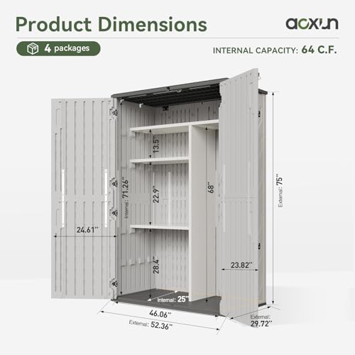 64 Cu.Ft Resin Storage Shed with Metal Shelving Kit & Floor (White / 64 Cu.Ft)