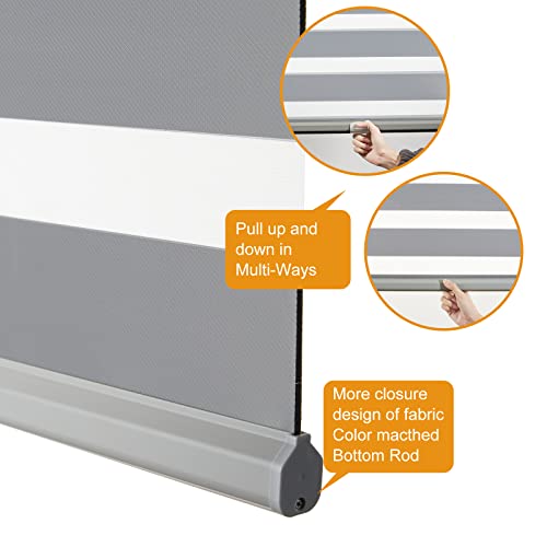Window Zebra Blinds (52"w X 72"h / Grey)