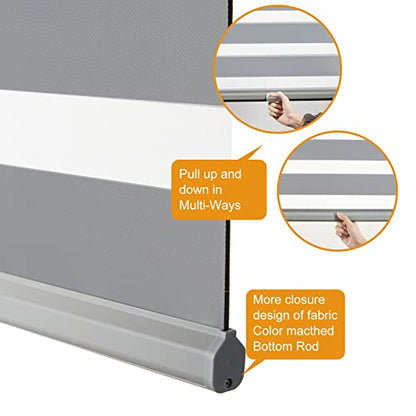 Cordless Zebra Roller Window Shades Free (46"w X 47"h / Grey)