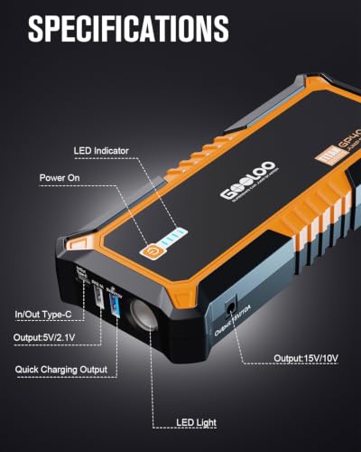 GP4000 4000A & 24000mAh 12V Car Battery Jumper Starter Portable (orange)