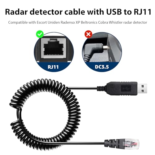 USB to RJ11 Radar Detector Power Cable for Uniden Escort Beltronics etc (9.8ft)