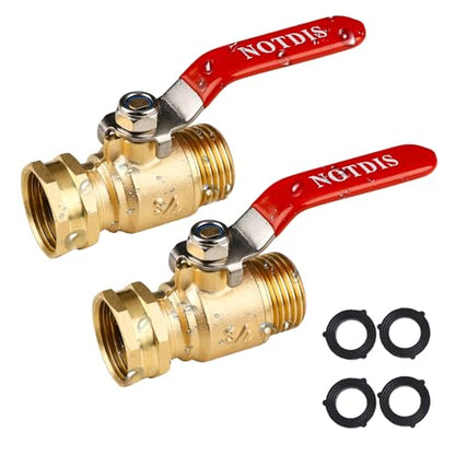 Brass Garden Hose Shut Off Valve with Full (1 way hose splitter 2Pcs)