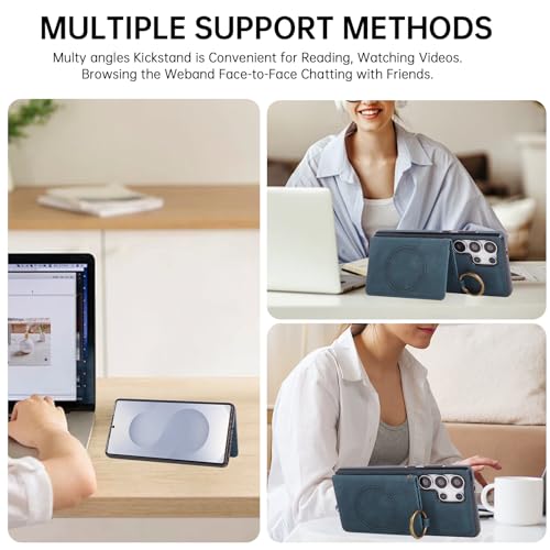 Compatible with Samsung Galaxy S23 Ultra 5G Wallet Case and Screen Protector Crossbody Shoulder Strap Stand Card Holder Magnetic Car Mount Cell Phone Cover for S23Ultra 23S 23Ultra Women Men Green (Green / for S23 Ultra)