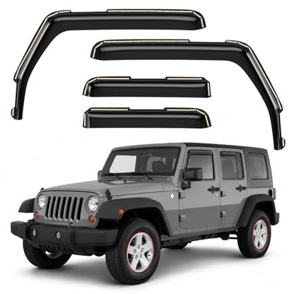 Window Deflectors Smoke Tinted In (For Wrangler JK 07-18)