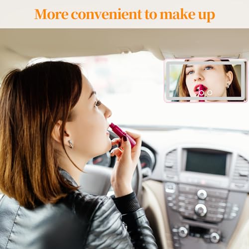 Car Sun Visor Vanity Mirror with Lights (Pink)