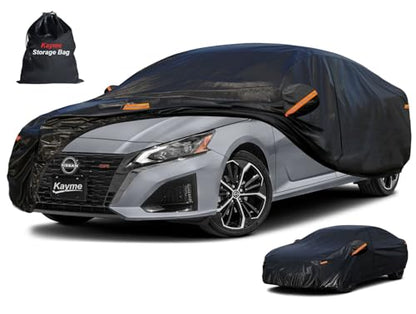 7 Layers Waterproof Car Cover for Nissan Altima 2002 (PE-Black / Custom Fit Nissan Altima)