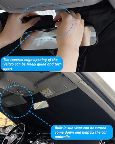 Front Windshield Sun Shade Compatible with GMC Sierra 1500 2500 3500 2019 (for GMC Sierra 2019-2024 - 3 Layer)