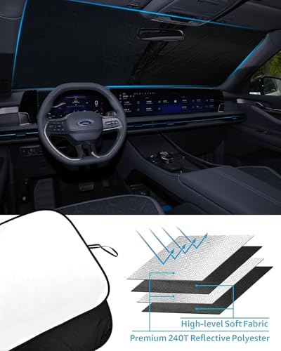 2026 Upgrade Foldable Front Windshield Sunshade fit for Ford Edge 2015 (Fit for Ford Edge 2015-2024)
