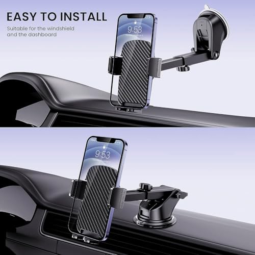 Car Phone Holder Automobile Cell Phone Holder Car Mount for iPhone Universal Car Dashboard Mount Fit All Phones Cell Phone Camera Mounts (Black-F)