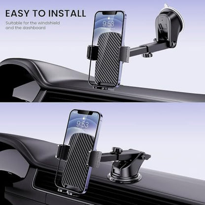 Car Phone Holder Automobile Cell Phone Holder Car Mount for iPhone Universal Car Dashboard Mount Fit All Phones Cell Phone Camera Mounts (Black-F)