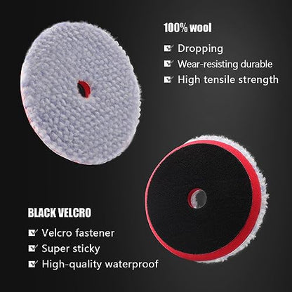 Wool Polishing Pad (2Pcs 6Inch Light Blue Coarse Wool Pad / 6 Inch (150mm))