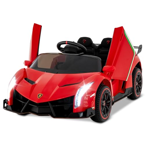 Ride on Car Lamborghini Licensed 12V Battery Powered 4WD Sports Car with Remote Control (Red)